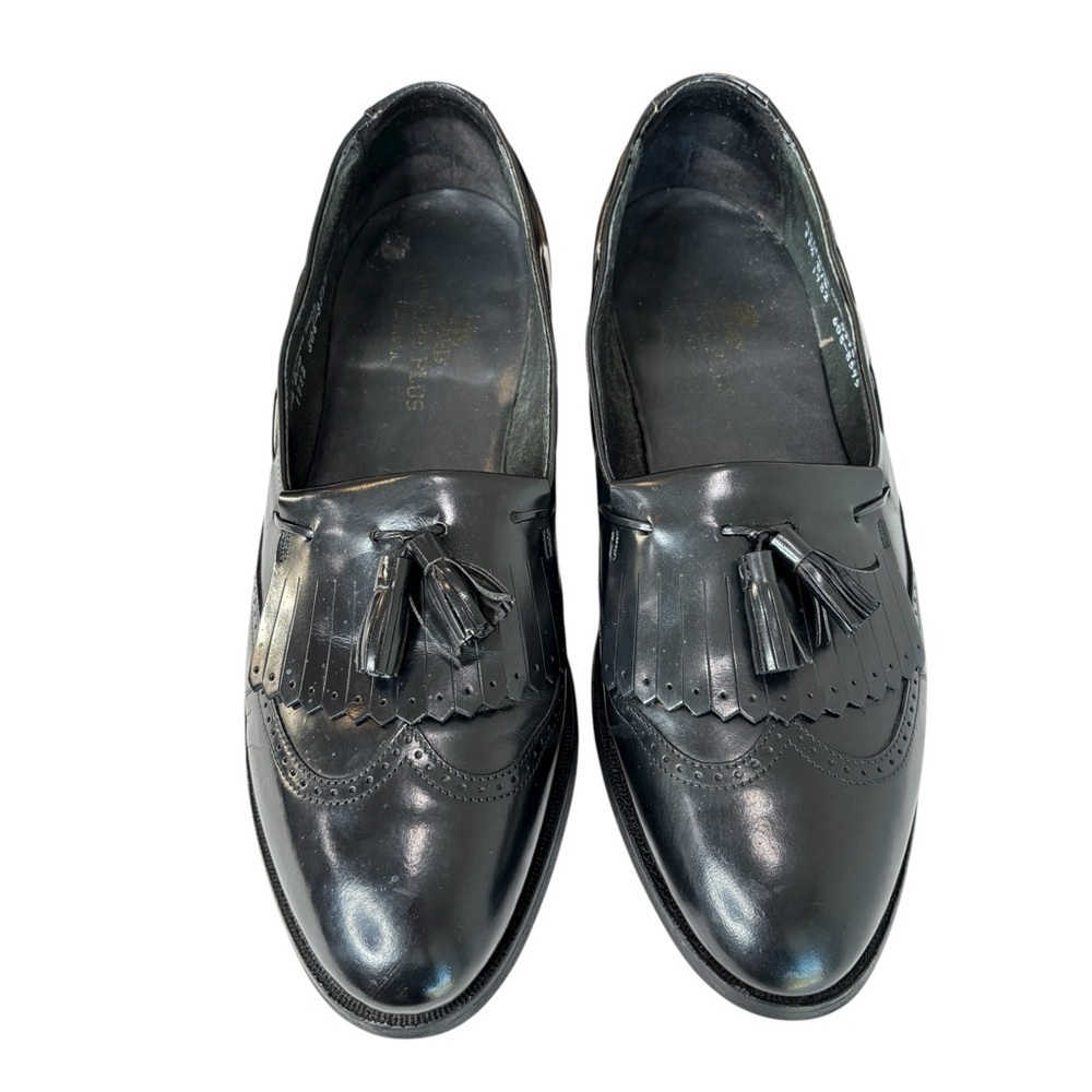 VTG Comfort Plus Mens Wingtip Tassel Black Leather Loafers Sz 11.5 D/B Made USA - Picture 14 of 14